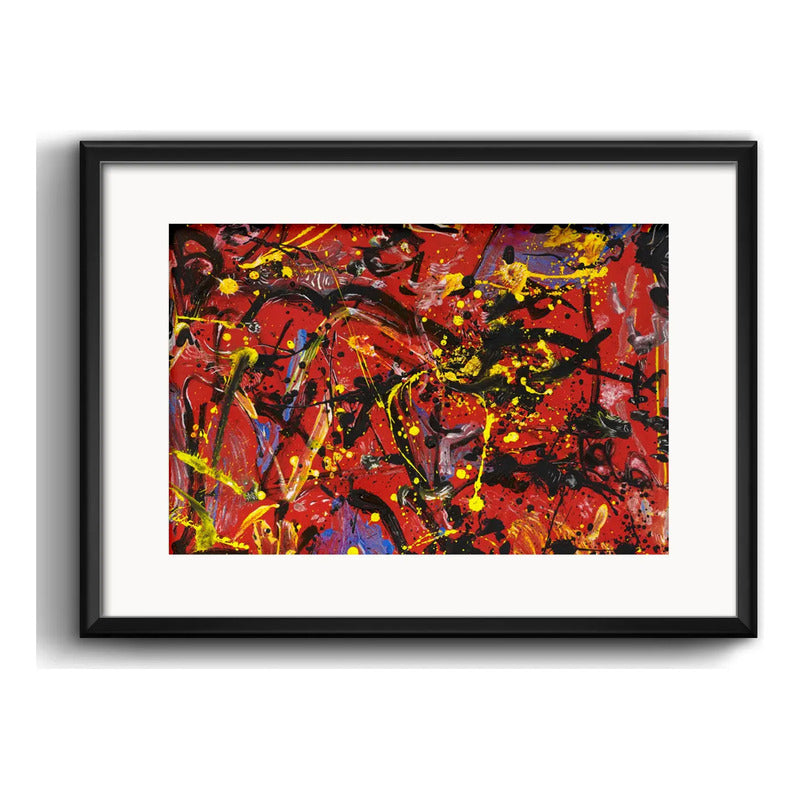 Cuadro Jackson Pollock Red Comp Rojo Abstracto Con Paspartú Marco Negro