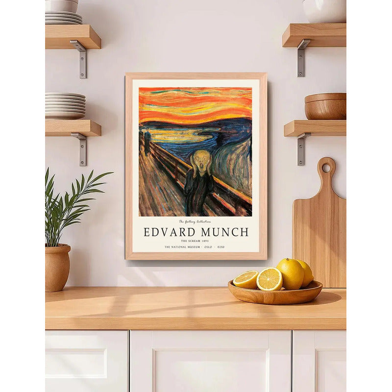 Cuadro Living Dormitorio Edvard Munch El Grito Expo Oslo Oak Marco Marrón Claro