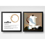 Set 2 Cuadros Living Cocina Café Definicion Arte 33x33cm Marco Negro