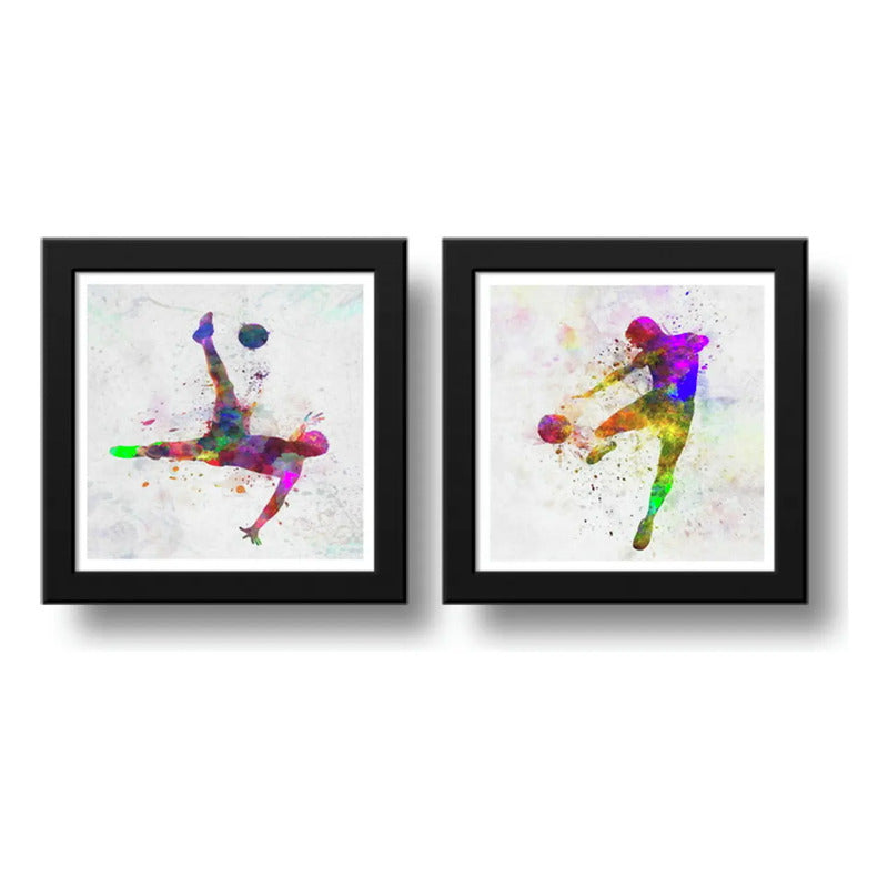 Set 2 Cuadros Futbol Pop Art Jugadores Deporte Decoracion