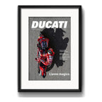 Cuadro Ducati Moto Gp Revista Motocicleta Auto Con Paspartú Marco Negro