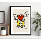 Cuadro Keith Haring Corazon Arte Urbano Decoracion Moderna Marco Negro