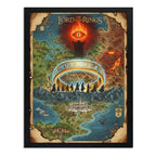 Cuadro El Señor De Los Anillos Pelicula Mapa Medieval Retro Marco Negro