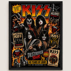 Cuadro Kiss Destroyer 76 Álbum Icónico Rock Arte Vintage Marco Negro