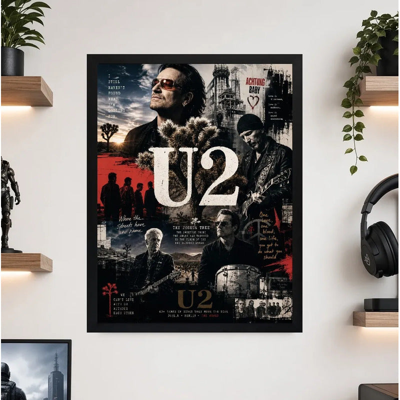 Cuadro U2 Banda Álbuns Icônicos Canciones Rock Arte Vintage Marco Negro