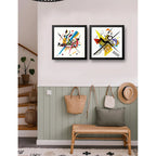 Set 2 Cuadros Kandinsky Abstracto Bauhaus Geometrico 33x33cm Marco Negro