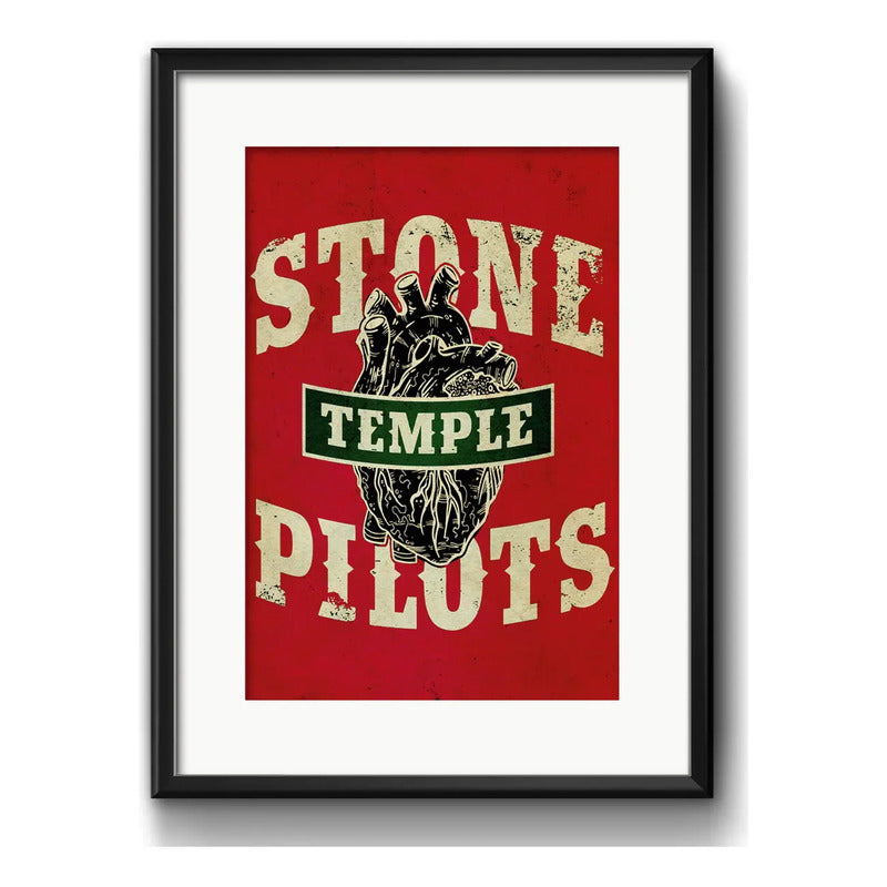 Cuadro Stone Temple Pilots Banda Grunge Rock Con Paspartú Marco Negro