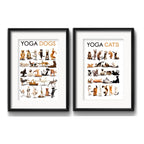 Set 2 Cuadros Yoga Dogs Cats Perro Gato Mascota Con Paspartú