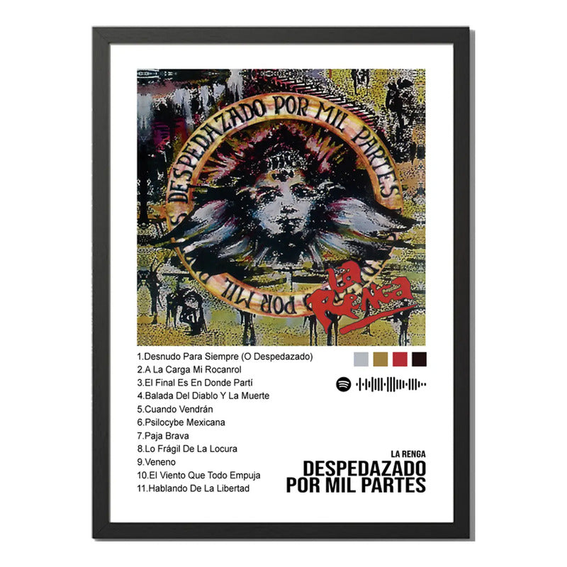 Cuadro La Renga Despedazado X Mil Partes Album Spotify Rock Marco Negro
