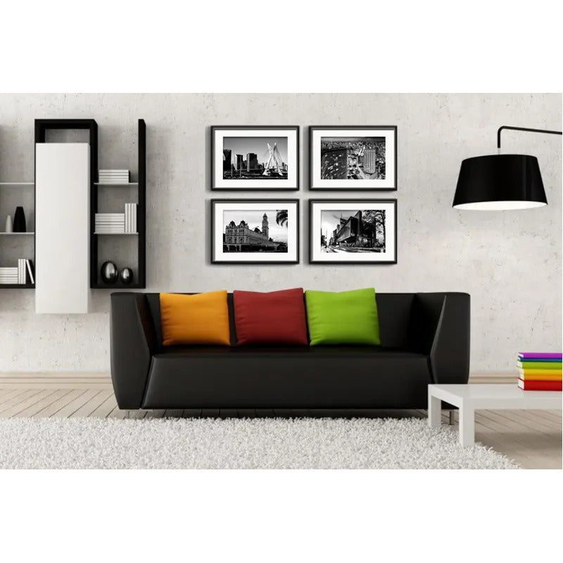Set 4 Cuadros Sao Paulo Blanco Y Negro Ciudad Con Paspartu