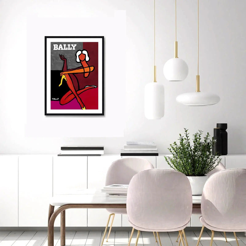 Cuadro Bally Suiza Fashion Moda Lujo Retro Salon Decoracion Bally Sitting Woman Negro