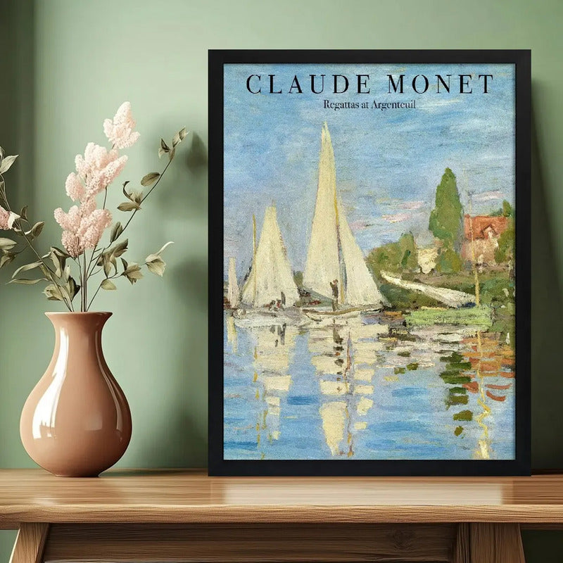 Cuadro Claude Monet Regatas En Argenteuil Nautico Decoracion Marco Negro