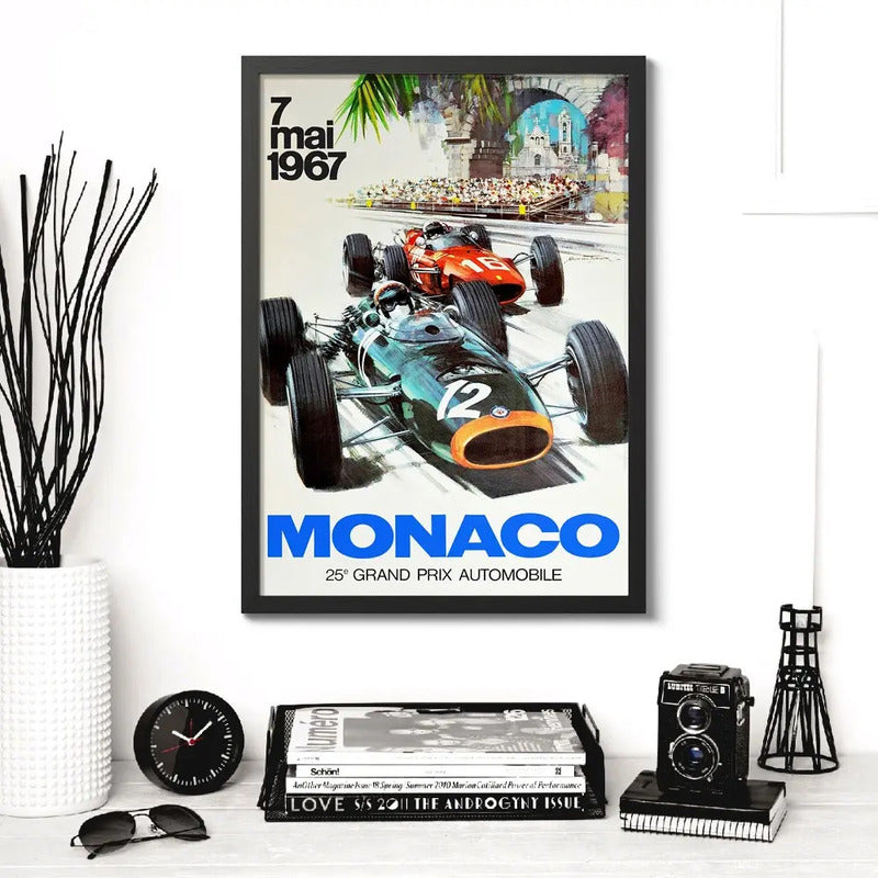 Cuadro Monaco Pista De Carrera Autodromo Formula 1 Retro Monaco 1967 Negro