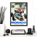 Cuadro Monaco Pista De Carrera Autodromo Formula 1 Retro Monaco 1967 Negro