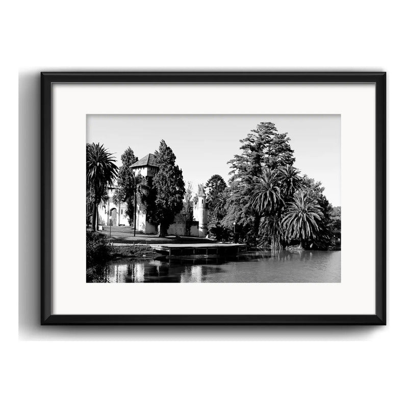 Cuadro Montevideo Fotos En Blanco Y Negro Brs5 Con Paspartú Parque Rodó Con Marco Negro