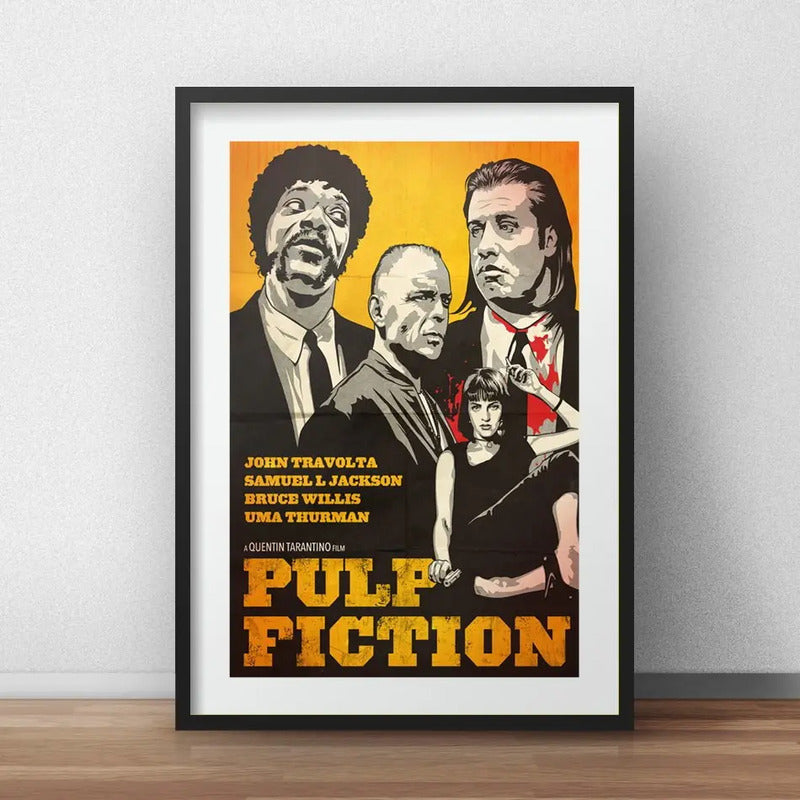 Cuadro Pulp Fiction Pop Art Pelicula Tarantino Con Paspartú Marco Negro
