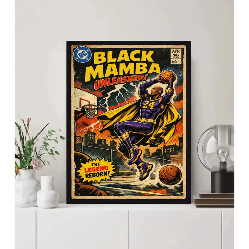 Cuadro Kobe Bryant Black Mamba Comics B2 Baloncesto Deportes Marco Negro