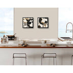 Set 2 Cuadros Living Cocina Café Arte Abstracto Tonos Pastel Marco Negro