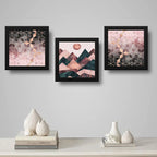 Set 3 Cuadros Abstracto Rose Gold Escandinavo Geometrico Art
