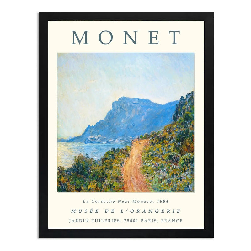 Cuadro Living Dormitorio Claude Monet La Corniche Monaco Art Marco Negro