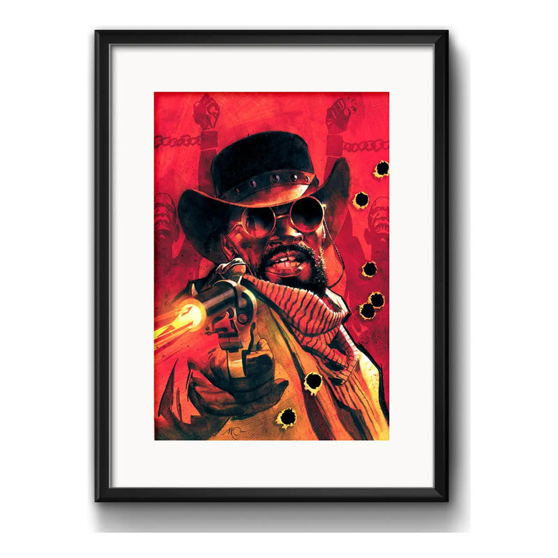 Cuadro Django Sin Cadenas Pelicula Tarantino Con Paspartú Marco Negro