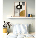 Cuadro Dormitorio Living Boho Abstracto Tonos Terrosos Oak Marco Marrón Claro