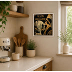 Cuadro Living Comedor Cocina Café Paris Art Déco 33x33cm Marco Blanco