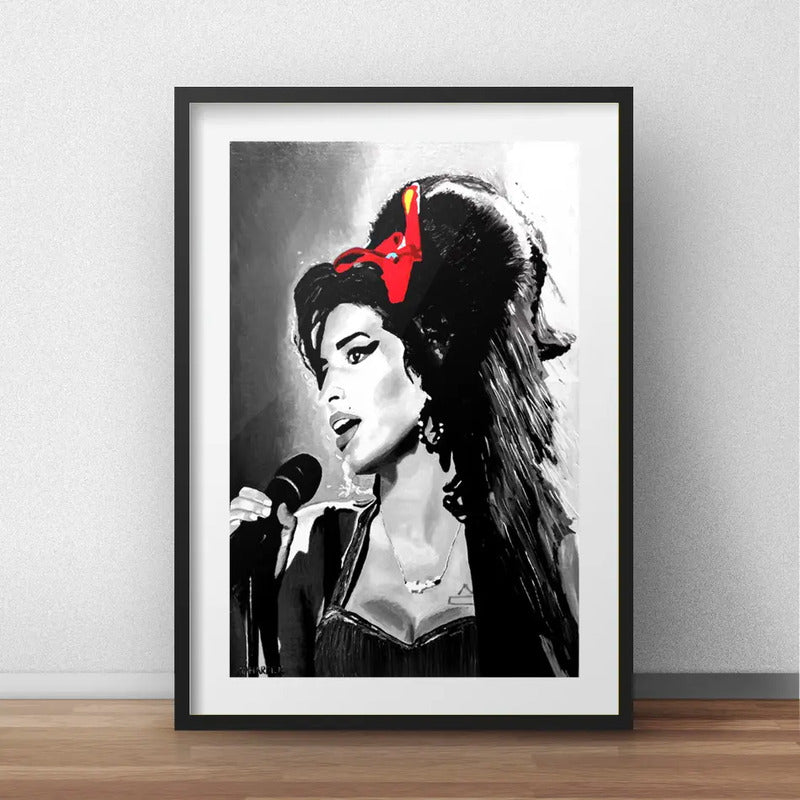 Cuadro Amy Winehouse Trouble Letra Decoracion Con Paspartú Marco Negro