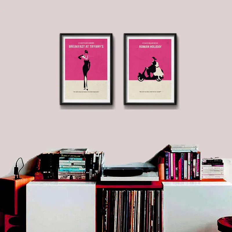 Set 2 Cuadros Audrey Hepburn Minimalista Pop Art Peliculas