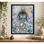 Cuadro Iemanja Salve Rainha Do Mar Espejo Orixa Umbanda Arte Marco Negro