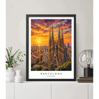 Cuadro Barcelona Espana Paisajes Ciudad Arte Colores Retro Basilica De La Sagrada Familia De Barcelona Negro