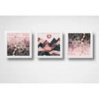 Set 3 Cuadros Abstracto Rose Gold Escandinavo Geometrico Art