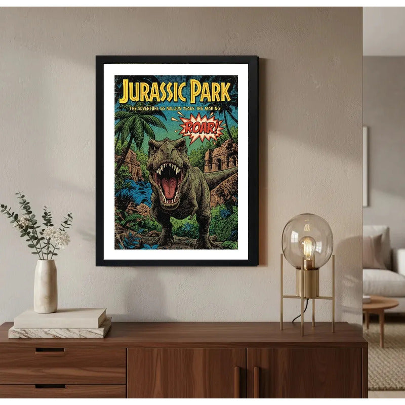 Cuadro Jurassic Park Comics Pelicula Dinosaurio Spielberg Marco Negro