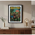 Cuadro Jurassic Park Comics Pelicula Dinosaurio Spielberg Marco Negro