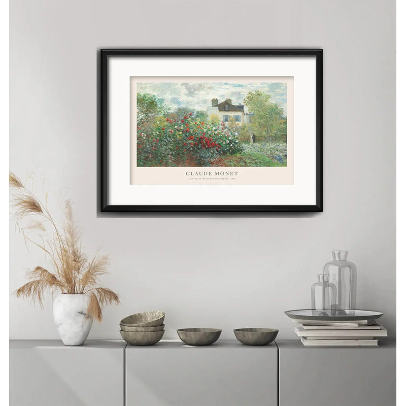 Cuadro Monet El Jardin Del Artista Arte 53x43cm Con Paspartú Marco Negro