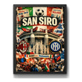 Cuadro Estadio San Siro Inter Y Ac Milán Italia Futbol Retro Marco Negro