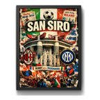 Cuadro Estadio San Siro Inter Y Ac Milán Italia Futbol Retro Marco Negro