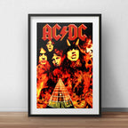 Cuadro Ac/dc Highway To Hell Rock Decoracion Con Paspartú Marco Negro