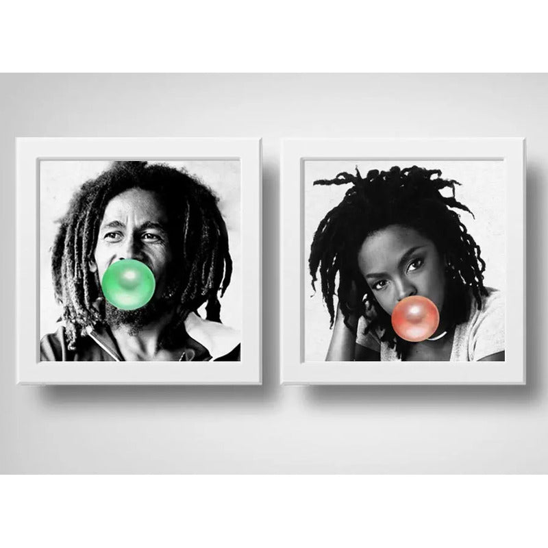 Set 2 Cuadros Bob Marley Lauryn Hill Chicle Musica Decor