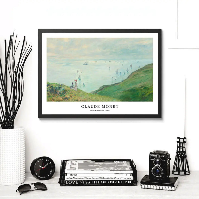 Cuadro Dormitorio Living Monet Acantilados En Pourville 1882 Marco Negro