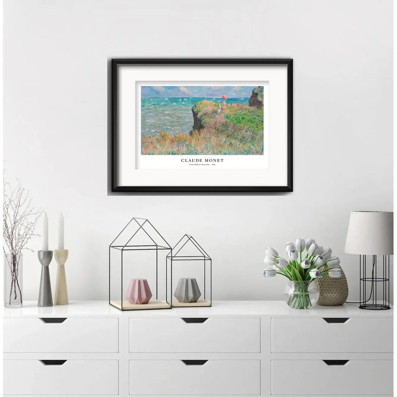 Cuadro Claude Monet Paseo Por Pourville 53x43cm Con Paspartú Marco Negro