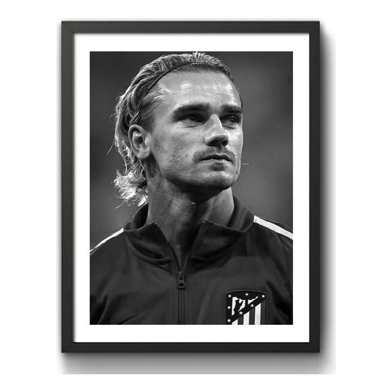Cuadro Antoine Griezmann Fútbol Jugador Atlético De Madrid Marco Negro