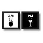 Set 2 Cuadros Am Pm Mate Vino Cocina Living Decoracion