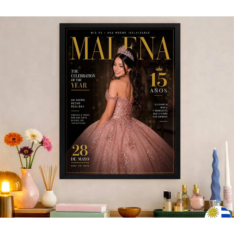 Cuadro Personalizado El Cumple De 15 Detalles Arte Regalo Marco Negro