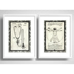 Set 2 Cuadros Medico Estetoscópio Hombre Vitruvio Paspartu