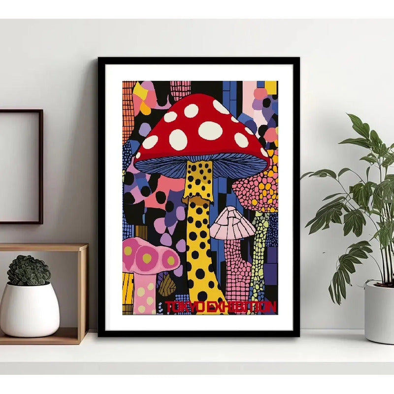 Cuadro Cucumelo Hongos Yayoi Kusama Arte Japon Decoracion Cucumelo Acid Dreams Yayoi 5 Marco Negro