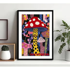 Cuadro Cucumelo Hongos Yayoi Kusama Arte Japon Decoracion Cucumelo Acid Dreams Yayoi 5 Marco Negro