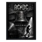 Cuadro Ac/dc Hells Bells Back In Black Banda Arte Rock Acdc Marco Negro