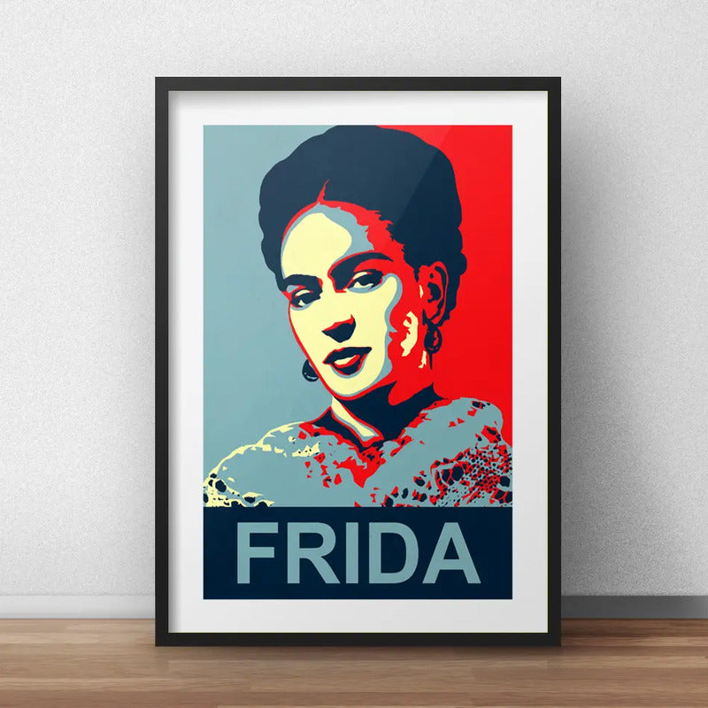 Cuadro Frida Kahlo Pop Art Pintora Decoracion Con Paspartu Marco Negro