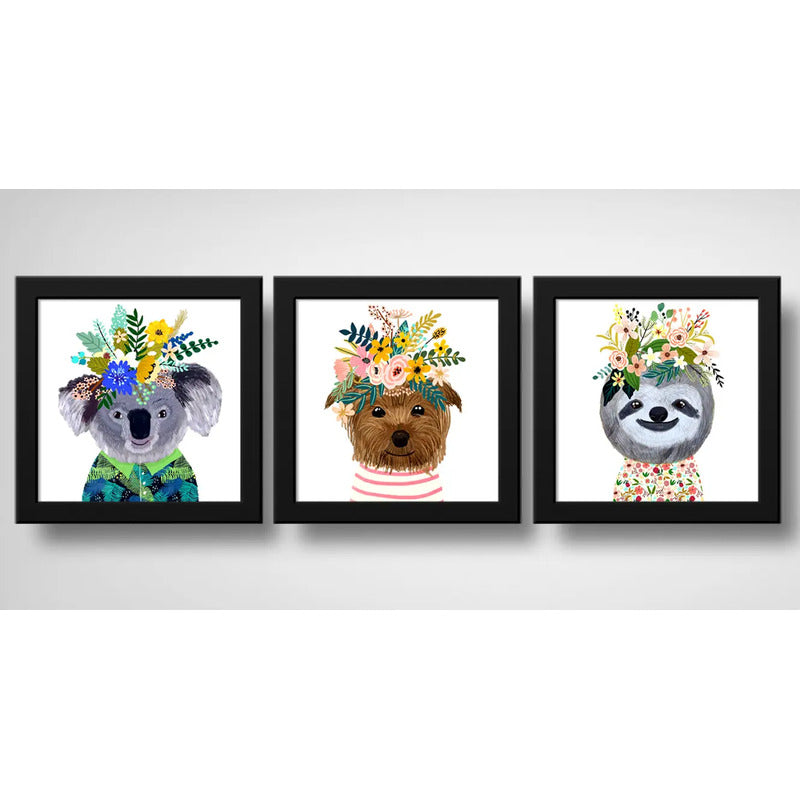 Set 3 Cuadros Baby Animales Decoracion Dormitorio Infantil